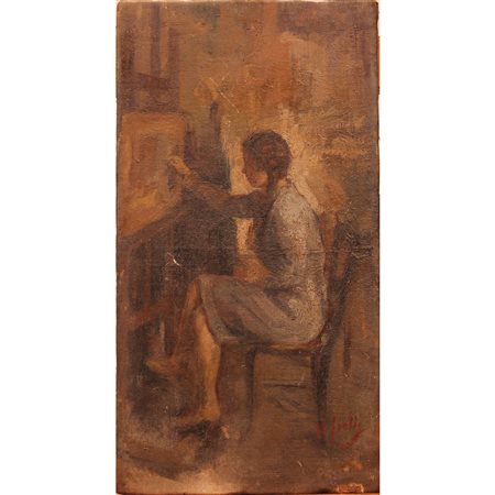 Vincenzo Irolli (1860/1949)(attr.) "La pittrice"