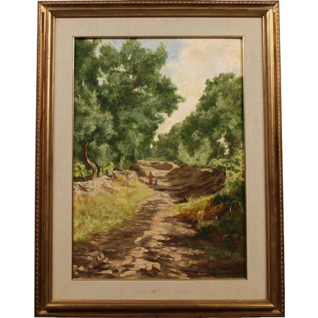 Giovanni Filosa (1850/1935) "Figure nel bosco"