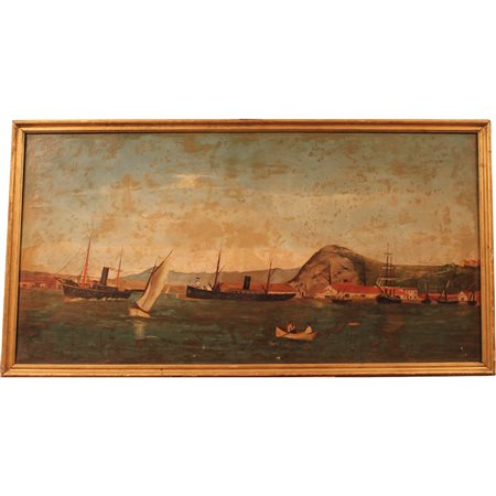 Marina siciliana con navi e barche di pescatori