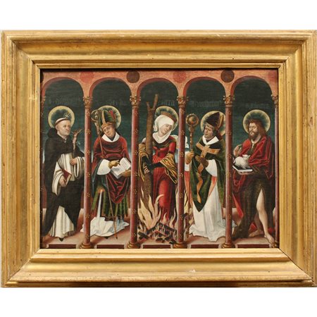 Scuola tedesca della fine del secolo XVI "Il martirio di Santa Lucia e Santi"