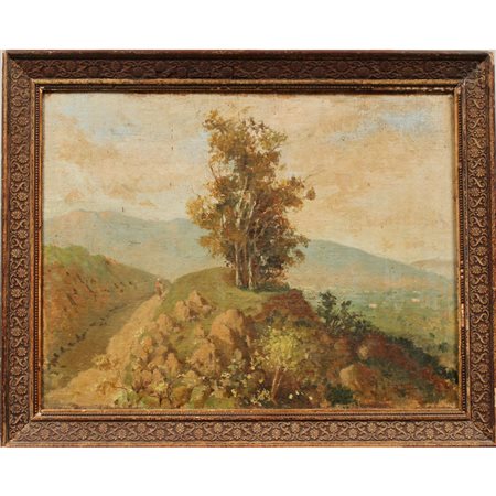 Aurelio Catti (1895/1966) "Paesaggio di campagna con popolana"