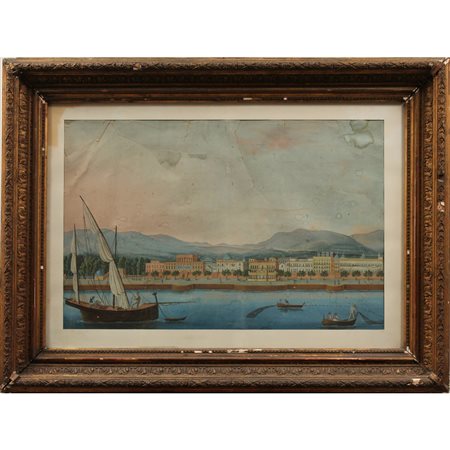 Pittore siciliano del secolo XIX "Veduta di Palermo dal mare"