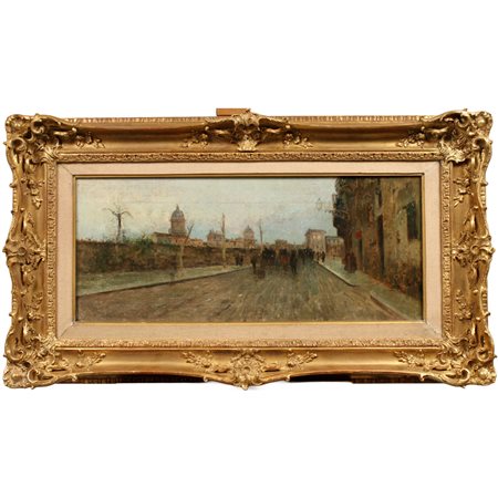 Michele Catti (1855/1914) (attr.) "Scorcio di città con figure"