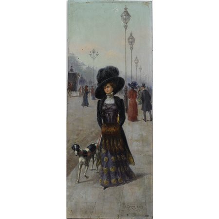 Carlo Perna Piraino (XIX/XX) "Donna a passeggio"