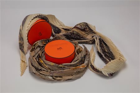 Hermès - Lotto composto di 2 foulard plissé