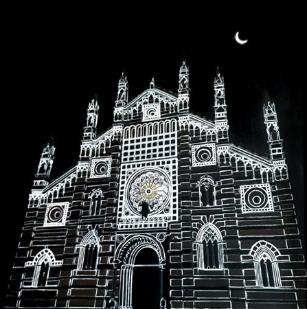 STEFANONI CRISTINA Lecco (Monza Brianza) 1954 Il Duomo di notte 2024 acrilico...