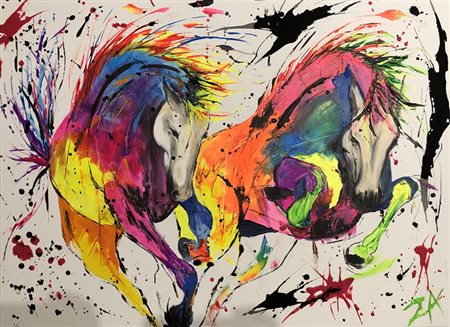 ZANNELLA ANDREA Torino (AO) Spiriti liberi 2023 Acrilico e china su tela...