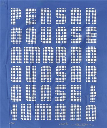 Augusto de Campos (1931) Senza titolo, 1975/99;Serigrafia su stoffa, 132 x...