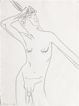 Andy Warhol Omaggio a von Gloeden, 1978;Disegno a carboncino su carta...
