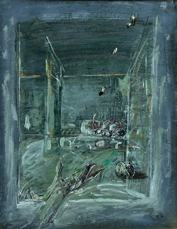 Giancarlo Ossola (1935) Interno, 1976;Tempera su cartoncino, 54 x 42 cm
