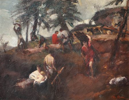 Slavi Genev Delchev (Bulgarien/Bulgaria 1893 - 1977) Boscaioli, 1925 ca.;Olio...