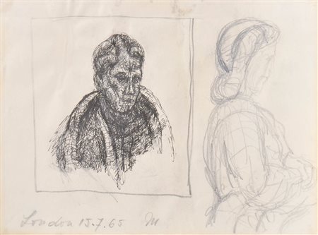 Artista del XX Sec. /Künstler von 20. Jh. Figure, 1965;Disegno a matita e...