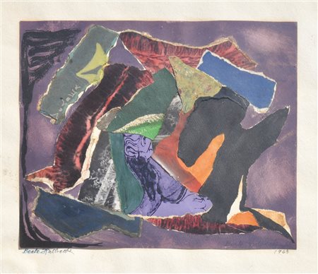 Beate Hulbeck (1898 - 1983) Senza titolo, 1963;Collage/tecnica mista su...