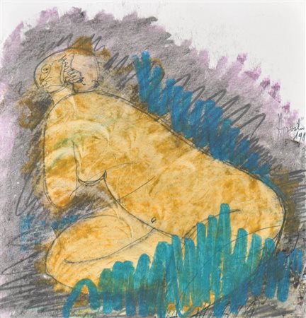 George Apostu (1934 - 1986) Senza titolo, 1980 ca.;Tecnica mista su carta,...