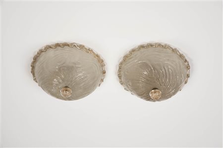 Seguso Vetri d’Arte Coppia plafoniere Hotel Bristol Merano, 1953/1954;In...