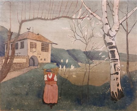 Carl Moser (Bozen/Bolzano 1873 - 1939) Stallerhof presso Bolzano,...
