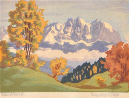 Engelbert Lap (Graz 1886 - Innsbruck 1970) Il Wilder Kaiser vicino a...