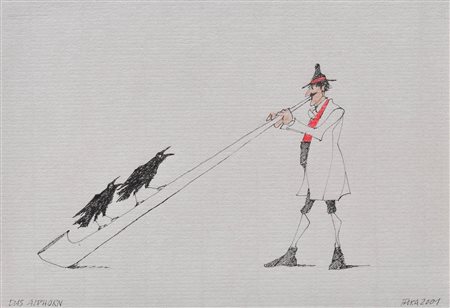 Paul Flora (Glurns/Glorenza 1922 - Innsbruck 2003) Il corno alpino,...