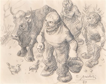 Carlo Sartori (Ranzo di Vezzano 1921 - Trient/Trento 2010) Verso il mercato,...