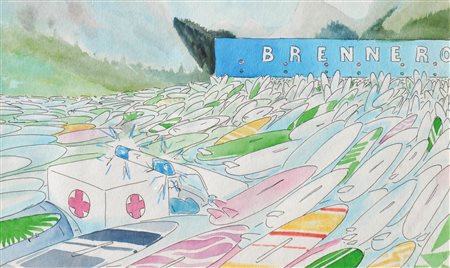 Dietmar Grosse (Lobstädt 1948) Brennero, 1990 ca.;China, acquerello, 20,5 x...