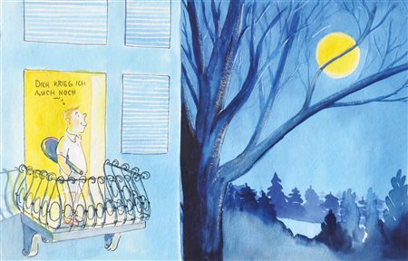 Dietmar Grosse "Dich krieg ich auch noch", 1990 ca.;China e acquerello, 21 x...