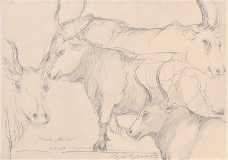 Robert Scherer (Kortsch/Corces 1928) Bestiame, 1976;Matita, 28,5 x 40 cm, in...