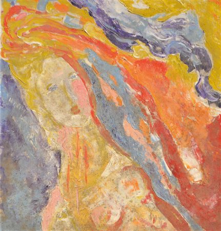 Erich de Ghezzi (Meran/Merano 1928-1999) Ragazza nel vento;Olio su tela, 82 x...