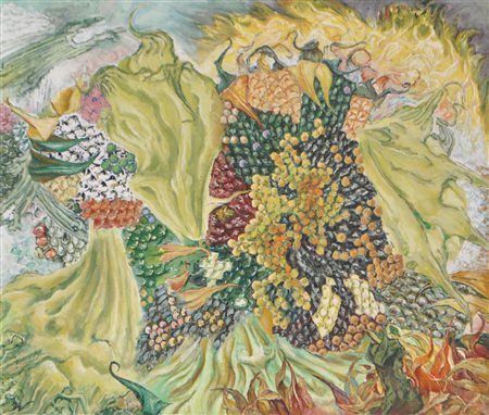 Peter Wiedenhofer (München/Monaco di Baviera 1939) Girasoli, 1983;Tempera su...