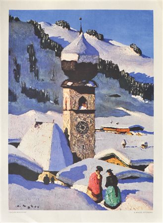 Alfons Walde (Oberndorf 1891 - Kitzbühel 1958) Villaggio di montagna...