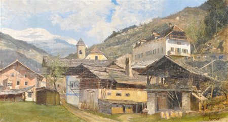 Ernst Loesch (Abtswind, Franken 1860 - Dinkelsbühl 1946) Ponte Gardena;Olio...