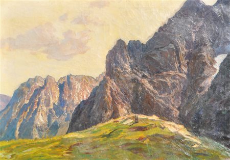 Bruno Hess (Wien/Vienna 1888 - 1949) Paesaggio alpino;Olio su tela, 70,5 x...