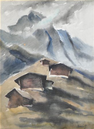 Gottfried Moroder (St. Ulrich in Gröden/Ortisei 1921 - 2016) Fienili in Val...