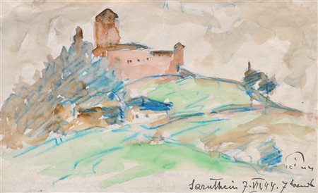 Josef Mahlknecht Sarentino, 1944;Tecnica mista su carta, 13,2 x 21,5 cm,...