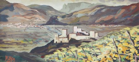 Alex Dejaco Castell Firmiano presso Bolzano, 1965;Tempera su carta, 24 x 53...