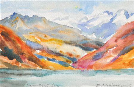 Elfi Widmoser (Meran/Merano 1930 - 1921) Lago di Vernago, 1995;Acquerello, 15...