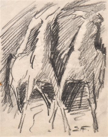 Eraldo Fozzer (Trient/Trento 1908 - 1995) Cavalli;Carboncino su carta, 18 x...