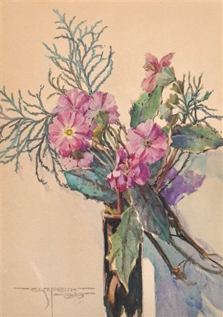 Gustav Feith (Wien/Vienna 1875 - 1951) Natura morta con fiori,...