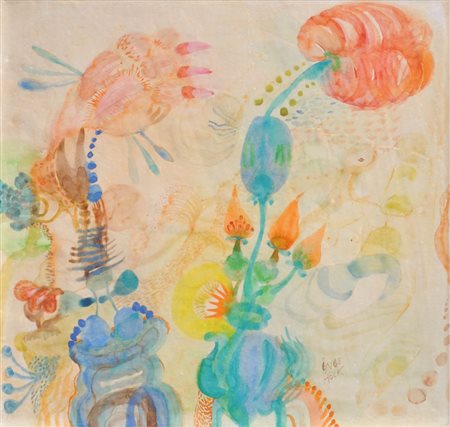 Inge Höck (Münster in Tirol 1922 - 2014) Piante;Acquerello, 45 x 47 cm, in...