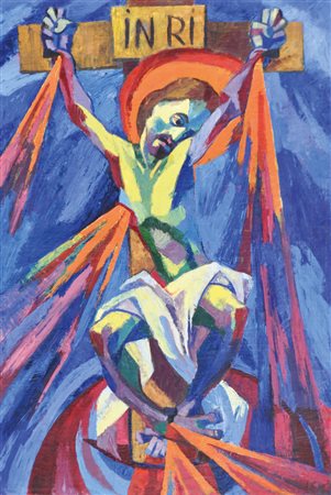 Peter Fellin (Revò 1920 - Meran/Merano 1999) Cristo Salvatore, 1948 ca.;Olio...