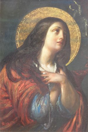 Thomas Riss (Haslach, Stams 1871 - Innsbruck 1959) Madonna;Olio su cartone,...
