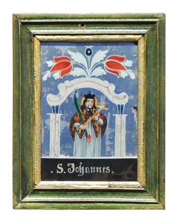 Anonym/Anonimo Pittura dietro vetro "S. Johannes",area alpina, XIX...