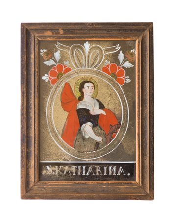 Anonym/Anonimo Pittura dietro vetro "Katharina", area alpina, XIX sec.;25,5 x...