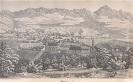 Caspar Burckhardt Innsbruck verso nord, 1825 ca.;Acquatinta, 19 x 32 cm...