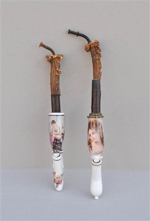 Anonym/Anonimo 2 pipe da riservista "weiblicher Akt" e "Mädchen", 1900...