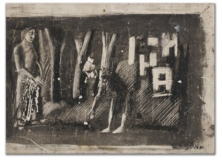 Mario Sironi "Lavoratori nei campi" 1941 circa
tempera e cera graffita su carta