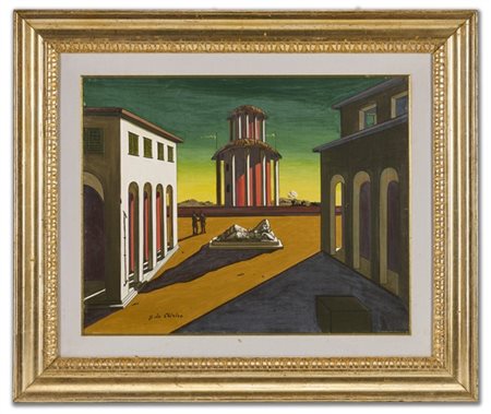 Giorgio De Chirico "Piazza d'Italia" 1953olio su telacm 40,3x50,2Firmato in b