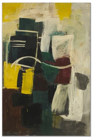 Alfredo Chighine "Grande natura morta giallo bruno bianco" 1960
olio su tela
cm