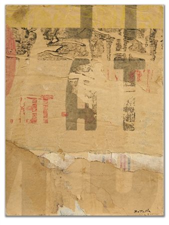 Mimmo Rotella "AT" 1956
retro d'affiche 
retro di manifesti, collage
cm 27x20
Fi