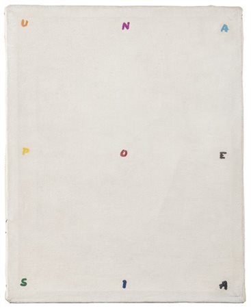 Giulio Paolini "Una poesia" 1967
serigrafia su tela preparata
cm 25x20
Firmato,