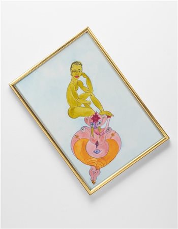 Luigi Ontani "Ganesha Javadoratore" anni '90 - 2021 
china e acquarello in corni